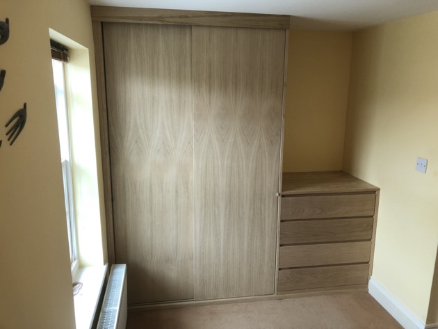 Oak Sliding door wardrobes and drawer pack